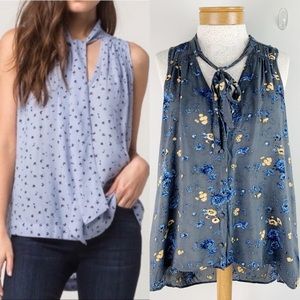 Free People Tie-neck Floral Sleeveless blouse